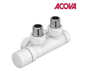 Kit U Robinetterie Blanc thermostatisable en H pivotant réversible monotube / bitube chromé - ACOVA 991631