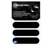 Kit Universel 4 Bandes Adhésives Réfléchissante pour Casque Moto - Autocollants Stickers Rétro Réfléchissants Noir - Adhésifs de Signalisation Homologués Normes Française