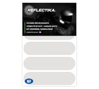 Kit Universel 4 Bandes Adhésives Réfléchissante pour Casque Moto - Autocollants Stickers Rétro Réfléchissants Blanc - Adhésifs de Signalisation Homologués Normes Française