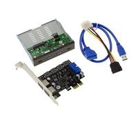 KALEA-INFORMATIQUE Kit USB3 6 Ports pour boitier PC : Carte PCIe vers USB 3.0 2 Ports High Power et Baie USB3 2X A et 2X C pour Façade 3.5