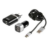 LAMPA Kit de chargeur mobile 3 en 1 de type C 12/24 V + 230 V avec charge rapide