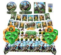 Kit Vaisselle Anniversaire Dinosaure 10 Personnes,Decoration Anniversaire | Décoration Anniversaire, 10 Couverts, Thème Dinosaure, Kit Complet, Fête Enfant