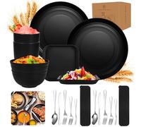 Kit Vaisselle Camping,Assiette Plastique Reutilisable,Pour 2 Personnes Vaisselle Camping Car,Set Pique Nique de 20 Pièces,Bols, Couverts,Assiettes et Tasses pour Pique-,En Plein Air