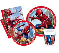 Ciao- Kit Table Fête Party Marvel Spider-Man Crime Fighter 8 Personnes (44 pcs: Assiettes, gobelets, Serviettes) Vaisselle Spidey, Cartoon, AZ009, Multicolor