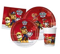 Kit Vaisselle de Fête Paw Patrol Ready for Action pour 8 personnes (44 pcs: 8 assiettes Ø23cm, 8 assiettes Ø20cm, 8 gobelets 200ml, 20 serviettes 33x33cm)