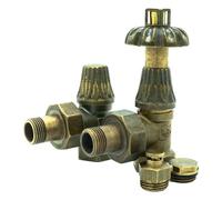 Kit vanne thermostatique avec Poignée fleurie pour radiateur Fonte Bronze