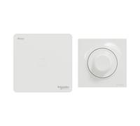 Kit éclairage avec variateur rotatif + passerelle wifi + plaque de finition simple Schneider Electric Odace Wiser blanc