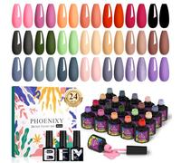 Kit Vernis Semi Permanent, 21+3Pcs Phoenixy Vernis Semi Permanent avec Base de Glossy Matte Top Coat Rose Bleu Violet Vernis Gel UV Semi Permanent Populaire Nail Art Salon Design Cadeau pour Femmes
