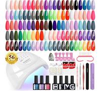 Kit Vernis Semi Permanent 36 Couleurs Kit Ongle Gel U V Complet avec 48 W Lampe U V/LED Base et Top Coat Brillant Mat et Glitter