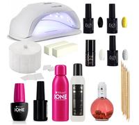 Kit Vernis Semi Permanent - French Manucure & Remplissage - Lampe UV LED 180W - 4 vernis - Accessoires complets