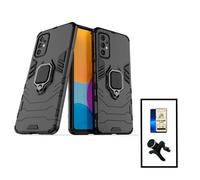 Kit Verre Trempé CeramicGlass Full Cover + Coque 3X1 Military Defender + Support Magnétique de Voiture Renforcé pour Samsung Galaxy A23 5G - Noir