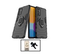 Kit Verre Trempé CeramicGlass Full Cover + Coque 3X1 Military Defender + Support Magnétique de Voiture Renforcé pour Samsung Galaxy A04s - Noir