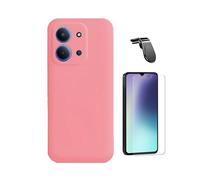 Kit Verre Trempé Clearglass + Coque En Silicone Liquide + Support Magnétique L Safe Driving PHONECARE Pour Xiaomi Redmi 15C 4G - Rose