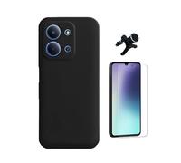 Kit Verre Trempé Clearglass + Coque Silicone Liquide + Support De Voiture Magnétique PHONECARE Pour Xiaomi Redmi 15C 4G - Noir