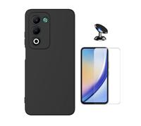 Kit Verre Trempé Clearglass + Coque Silicone Liquide + Support Voiture Magnétique PHONECARE Pour Oppo A5 5G - Noir