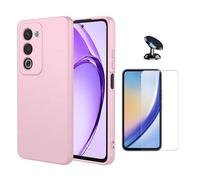 Kit Verre Trempé Clearglass + Coque Silicone Liquide + Support Voiture Magnétique PHONECARE Pour Oppo A5 4G - Rose