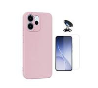 Kit Verre Trempé Clearglass + Coque Silicone Liquide + Support Voiture Magnétique PHONECARE Pour Oppo Reno15 FS - Rose