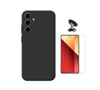 Kit Verre Trempé Clearglass + Coque Silicone Liquide + Support Voiture Magnétique PHONECARE Pour Samsung Galaxy S25 FE - Noir