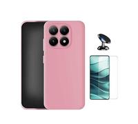 Kit Verre Trempé Clearglass + Coque Silicone Liquide + Support Voiture Magnétique PHONECARE Pour Xiaomi 17 5G - Rose