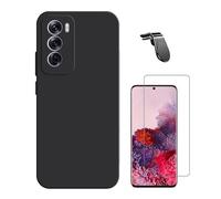 Kit Verre Trempé Clearglass + Housse En Silicone Liquide + Support Magnétique L Safe Driving Phonecare Compatible avec Oppo Reno12 - Noir