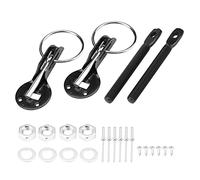 Kit Verrou de Capot Universel, Goupilles de Sécurité en Alliage d'Aluminium Rouge - Fixation Solide, Antivibrations, Idéal Course et Voiture Sport (Noire)