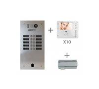 Kit video alu 2r 10 bp 2 voice programmé - URMET KV83/210