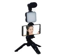 Kit vidéo pour smartphone | Kit de vlogging pour smartphone | Kit de création vidéo | Kit vidéo pour smartphone avec microphone | Trépied de téléphone Vlogger Kit avec lumière LED pour vlogging