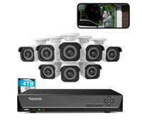 Reolink Kit Vidéo Surveillance avec 8MP 8X Bullet Caméra IP PoE et 16CH 4To NVR, Détection Personne/Véhicule, Vision Nocturne 30m avec Audio