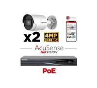 Kit vidéosurveillance 2 caméras 4MP H265+ intelligence artificielle AcuSense vision de nuit 40 mètres EXIR 2.0