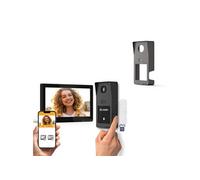 Extel Digital Connect Visiophone 2K Empreinte avec Coque Graphite | Écran tactile 7”, 2 fils jusqu’à 100 m, empreinte, QR temporaire, Extel Connect, IP44, coque graphite incluse