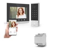 Kit Visiophone filaire connecté Extel Code Connect avec digicode intégré et son transformateur RAIL DIN
