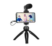 Kit Vlogger Smartphone - KCVV - Microphone - Support de trépied - Porte-pince de téléphone - Noir