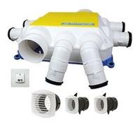 Kit VMC simple flux autoréglable AUTOGYRE 913417 - 4 grilles rondes Blanc/Gris Blanc avec capot supérieur jaune
