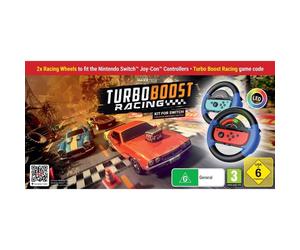 Kit volants JUST FOR GAMES Turbo Booster Racing 2 volants + code jeu LED Bleu/Noir Compatible Nintendo Switch (Joy-Con)