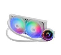 Mars Gaming MLONE240W, Refroidissement Liquide CPU, TDP 400W, Miroir Infini, 2x Ventilateurs FRGB Silencieux, Multisocket Universel, Blanc