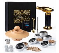 Kit Whisky Smoker - Coffret Old Fashioned Cocktail avec 6 copeaux de bois, 4 pierres à whisky en granit, brûleur & accessoires pour amateurs de cocktails et de whisky (sans Butane)