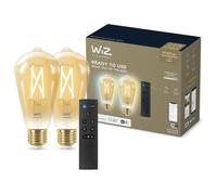 Kit Wiz 2 Ampoules Led Connectées E27 Edison Blanc Variable 6.7w (Équivalent 50w) + Télécommande