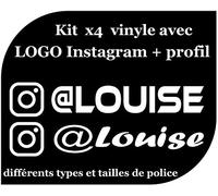 Kit x4 Autocollants en Vinyle avec Profil Instagram - Vélo, Casque, Pelle à Roue, Planches à roulettes, Voiture, Moto, etc. Kit de Quatre Vinyle (Font Pack 1)