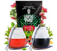 Kit yerba maté pour couple - Verde Mate Lover's Kiss 400g + 2 calebasses | Ensemble complet de yerba maté aromatisée avec calebasses céramiques et paille bombilla pour deux personnes