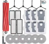Kit23 Accessoires pour Roborock Qrevo S / Pro / Plus / MaxV - 1 Brosse, 6 Sacs, 4 Filtres, 4 Serpillières (NON Qrevo Std)