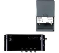 kit4/1 Préamplificateur 4/1 TV Amplificateur + Alimentation 4 sorties TV pour Antenne terrestre TNT Noir