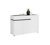 Kitaly | Modèle Bob Meuble Buffet Polyvalent, Panneau mélaminé avec mélamine et laqué Brillant, fabriqué en Italie, Blanc, 3 Portes, 2 étagères et 1 tiroir Bas
