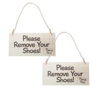 KITANDOVE 2 Pièces Lot de Plaques à Suspendre pour Porte Entrée Panneau Vintage Please Remove Your Shoes Signe Élégant pour Intérieur Accessoire Pratique avec Corde de Suspension