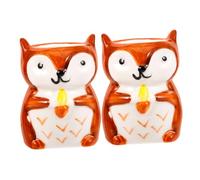 KITANDOVE 2 Pièces Porte-oeufs En Céramique Porte-œufs De Réfrigérateur Distributeur D'oeufs Pour Réfrigérateur Pot De Fleurs De Renard Assiette D'oeufs à La Coque Tasse De Hibou Light Brown