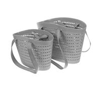 KITANDOVE 2pièces Panier à Linge Plastique Avec Poignées Lot De Paniers De Rangement Pour Salle De Bain Et Chambre Organisateur De Linge Maille Moyenne Et Petite Gris
