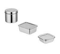KITANDOVE 3 pièces Boîtes Inox avec Couvercle Étanche Lot de Boîtes Repas pour Conservation Alimentaire Volume Faciles à Nettoyer Adaptées pour Bureau et Voyage