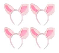 KITANDOVE 4 pièces Bandeau Oreilles de Cochon Peluche Rose Serre-tête Élastique Confortable pour Fête Mascarade Cosplay Halloween Garçon Fille et Adultes