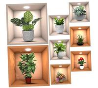 KITANDOVE 8pièces Stickers Muraux Autocollants De Fleurs Pot Décoration Murale Autocollante Pour Salon Chambre Et Étude Facile à Installer Et Amovible