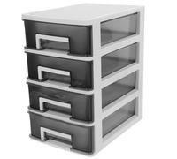 KITANDOVE Boîte de Rangement Bureau Plastique Transparent Noir et Blanc Organiseur Portable Multifonction pour Bureau et Étude Meuble de Rangement Compact et Empilable Pratique
