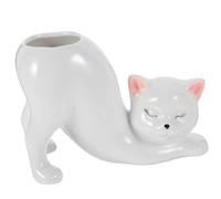 KITANDOVE Vase Céramique Forme Chat Pot Fleurs Ornemental pour Plantes Intérieur Bureau et Table à Manger Élégant et Original